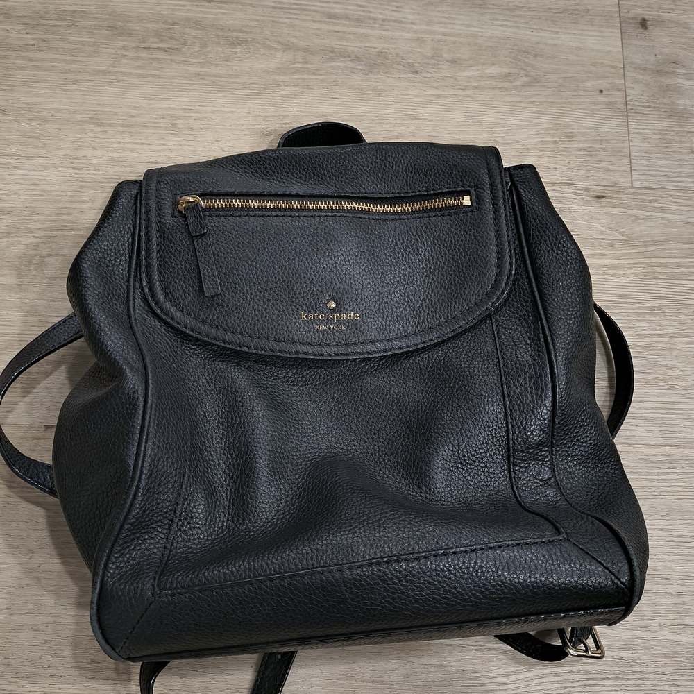 Kate Spade Black Leather Backpack